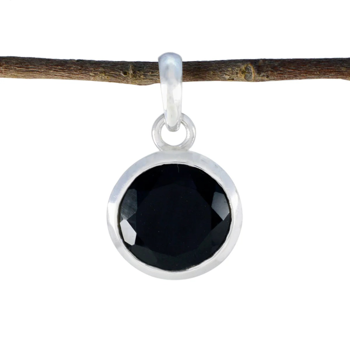 Black Onyx Featherlight German Silver Solitaire Lourdes Abstract Black Pendant Jewelry