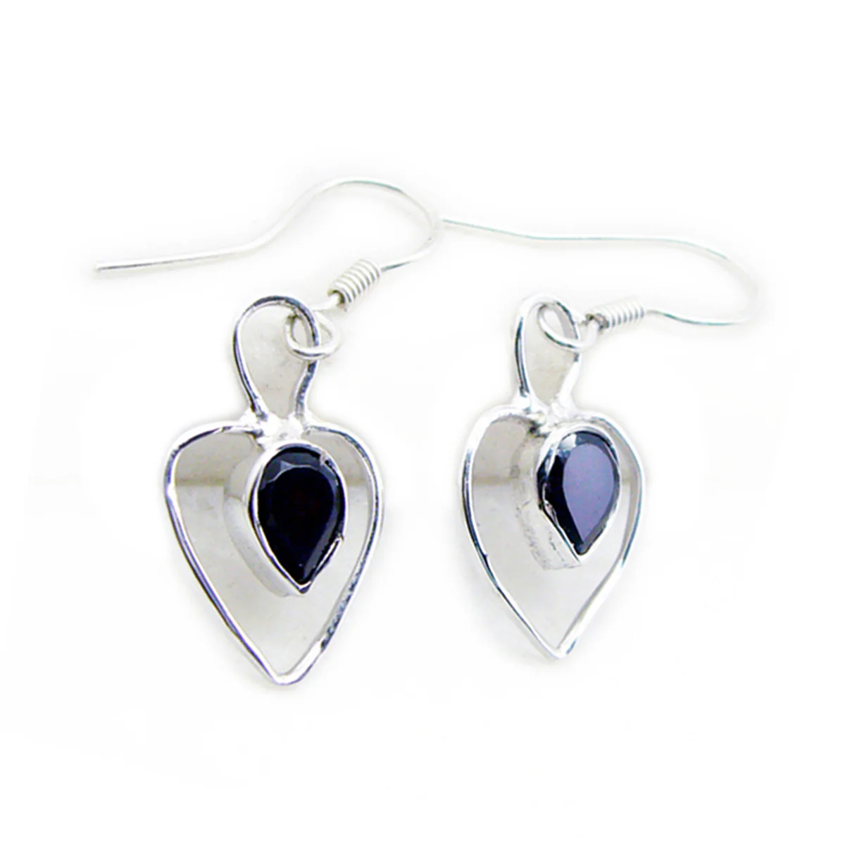Black Onyx French Lea multiple Dangle Black 925 Silver Earring