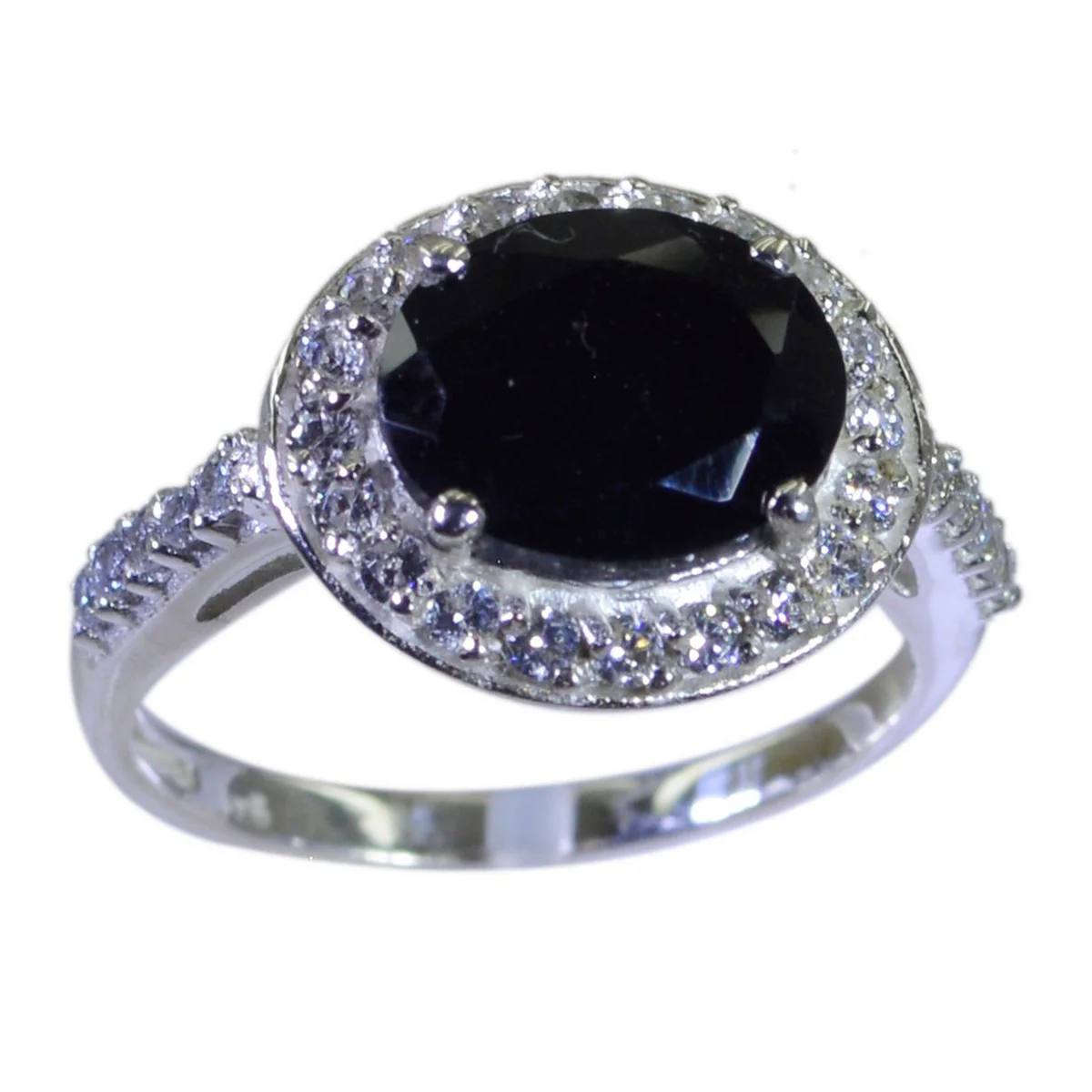 Black Onyx Halo American Silver Black Gems Whisper-thin Luxurious Ring Jewelry