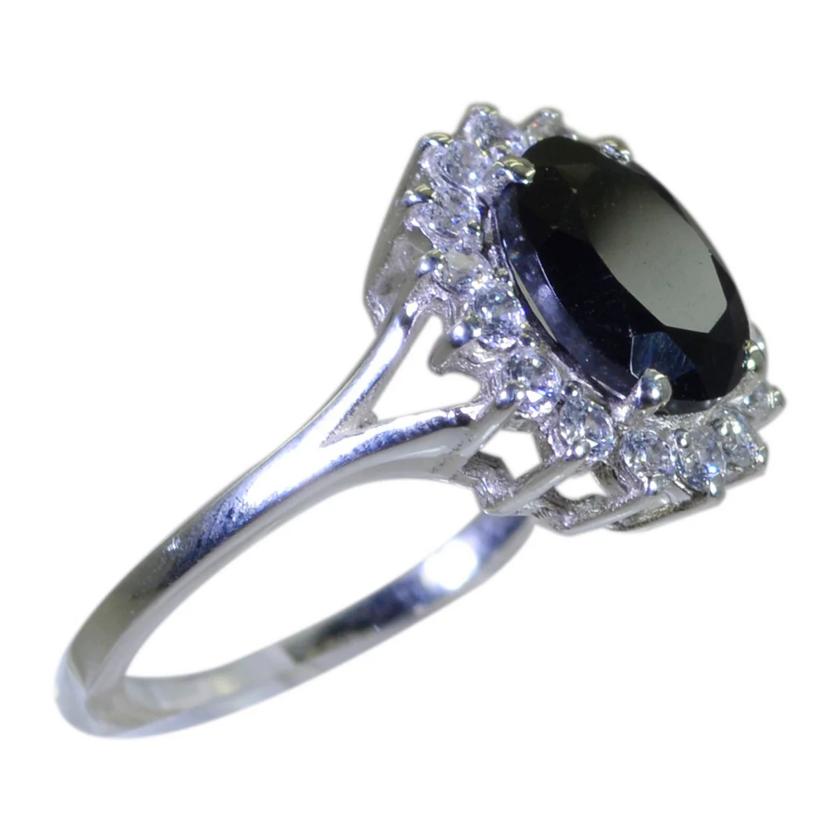 Black Onyx Halo Moroccan 925 Sterling Silver Black Gemstones Featherlight Glamorous Ring Jewellery - Image 2