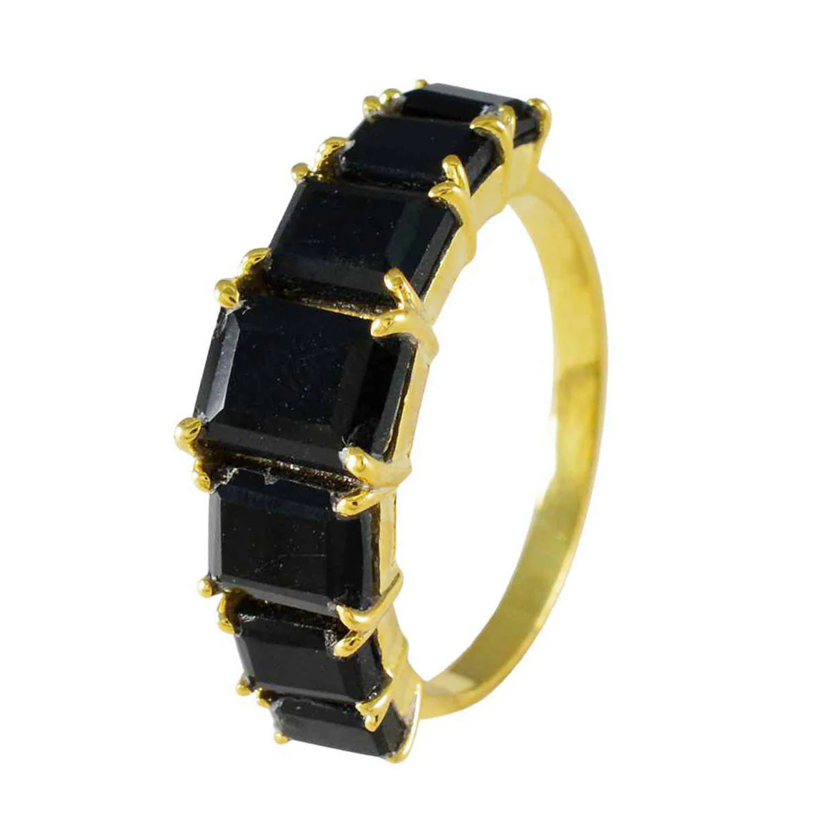 Black Onyx Hepta American Sterling Silver Black Gems Whisper-thin Engagement Ring Jewellery - Image 2