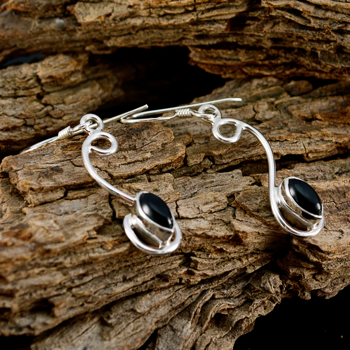 Black Onyx Japanese Lucia multiple Dangle Black 925 Sterling Silver Earring - Image 3
