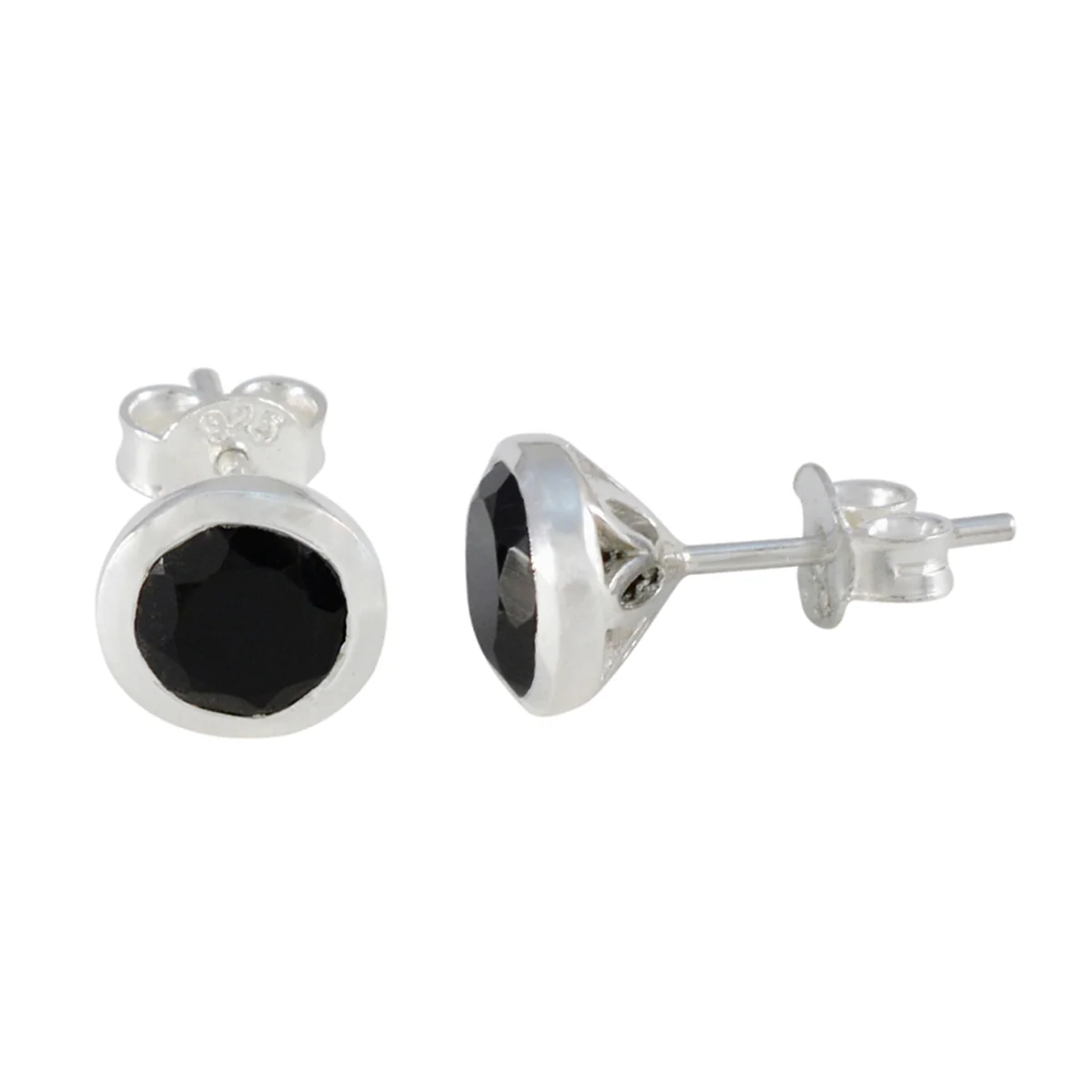 Black Onyx Japanese Teresa Solitaire Stud Black 92.5 Silver Earring - Image 2