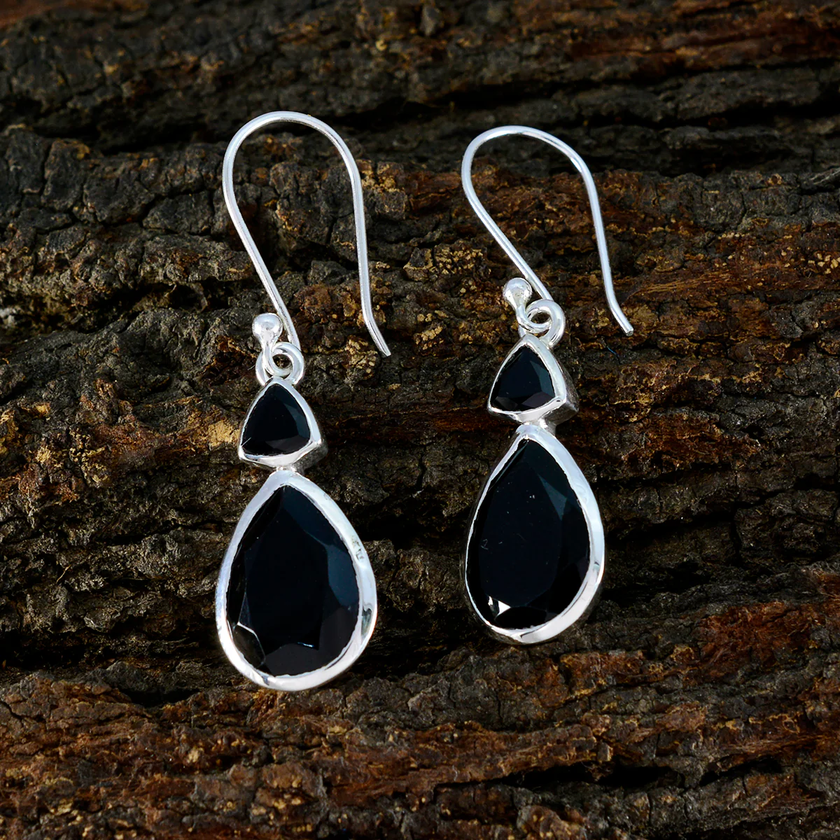 Black Onyx Mexican Ana Toi et Moi Dangle Black 92.5 Silver Earring - Image 3