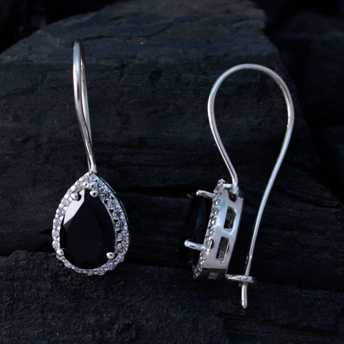 Black Onyx Mexican Hua multiple Dangle Black 925 Sterling Silver Earring - Image 2