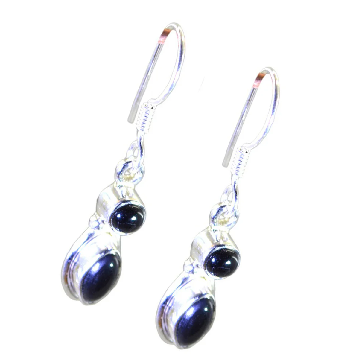 Black Onyx Middle Eastern Agnes multiple Dangle Black Sterling Silver Earring - Image 3