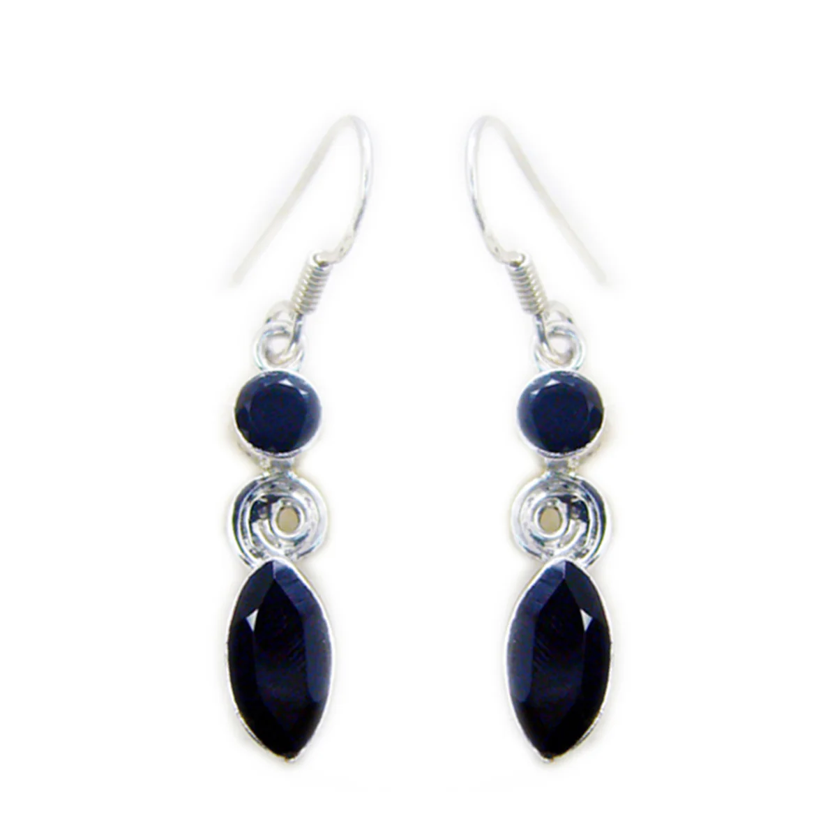 Black Onyx Middle Eastern Katarina multiple Dangle Black Silver Earring - Image 2