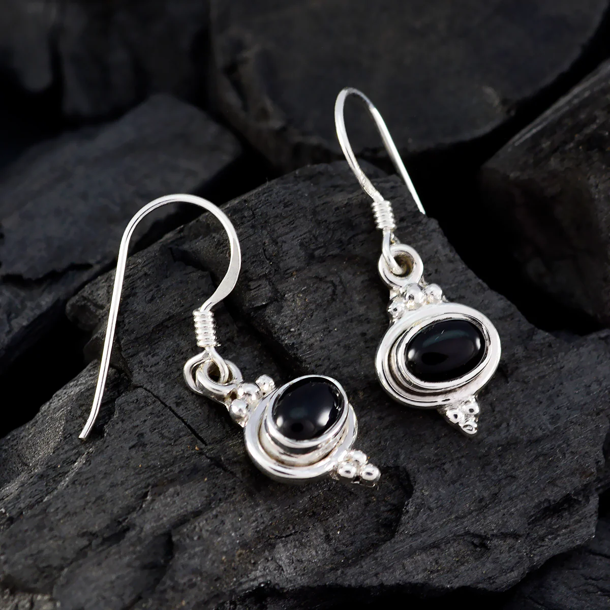Black Onyx Moroccan Autumn multiple Dangle Black 92.5 Silver Earring - Image 2