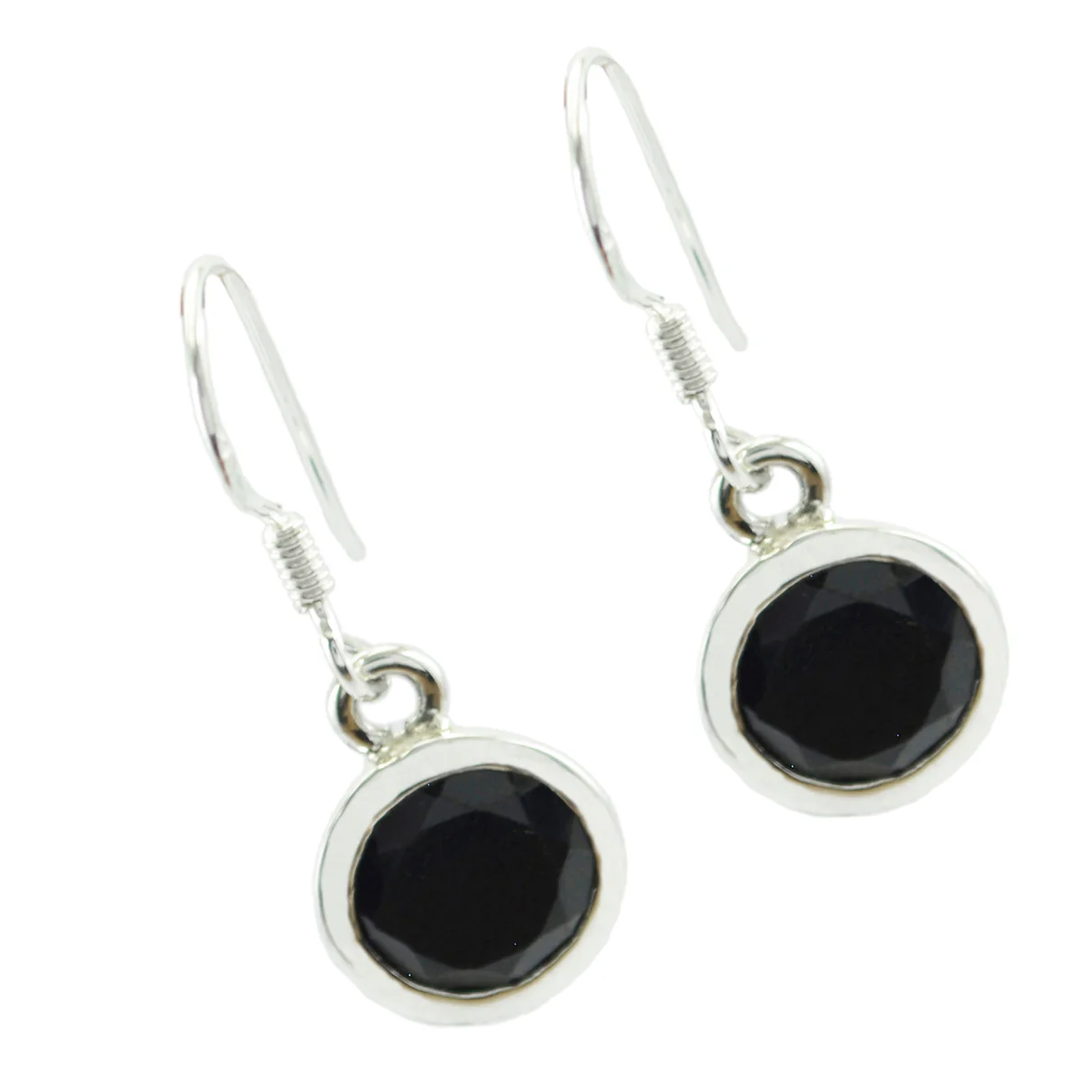 Black Onyx Moroccan Lucia Solitaire Dangle Black Silver Earring - Image 3