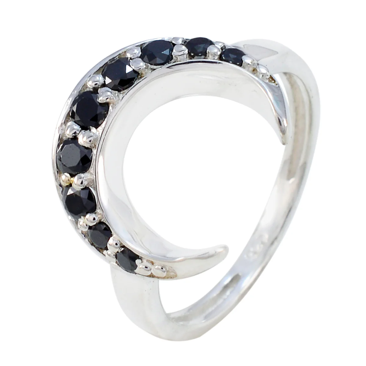 Black Onyx multiple American 925 Silver Black Gems Whisper-thin Trendy Ring Jewellery - Image 2