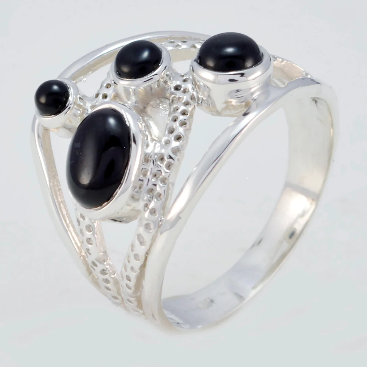 Black Onyx quarter Egyptian 92.5 Silver Black Gemstone Mid-weight Contemporary Ring Jewelry - Image 2