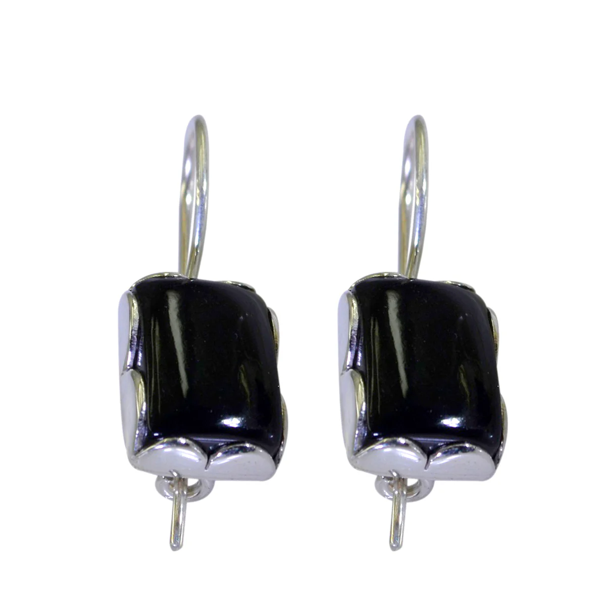 Black Onyx Russian Aurora multiple Dangle Black Silver Earring