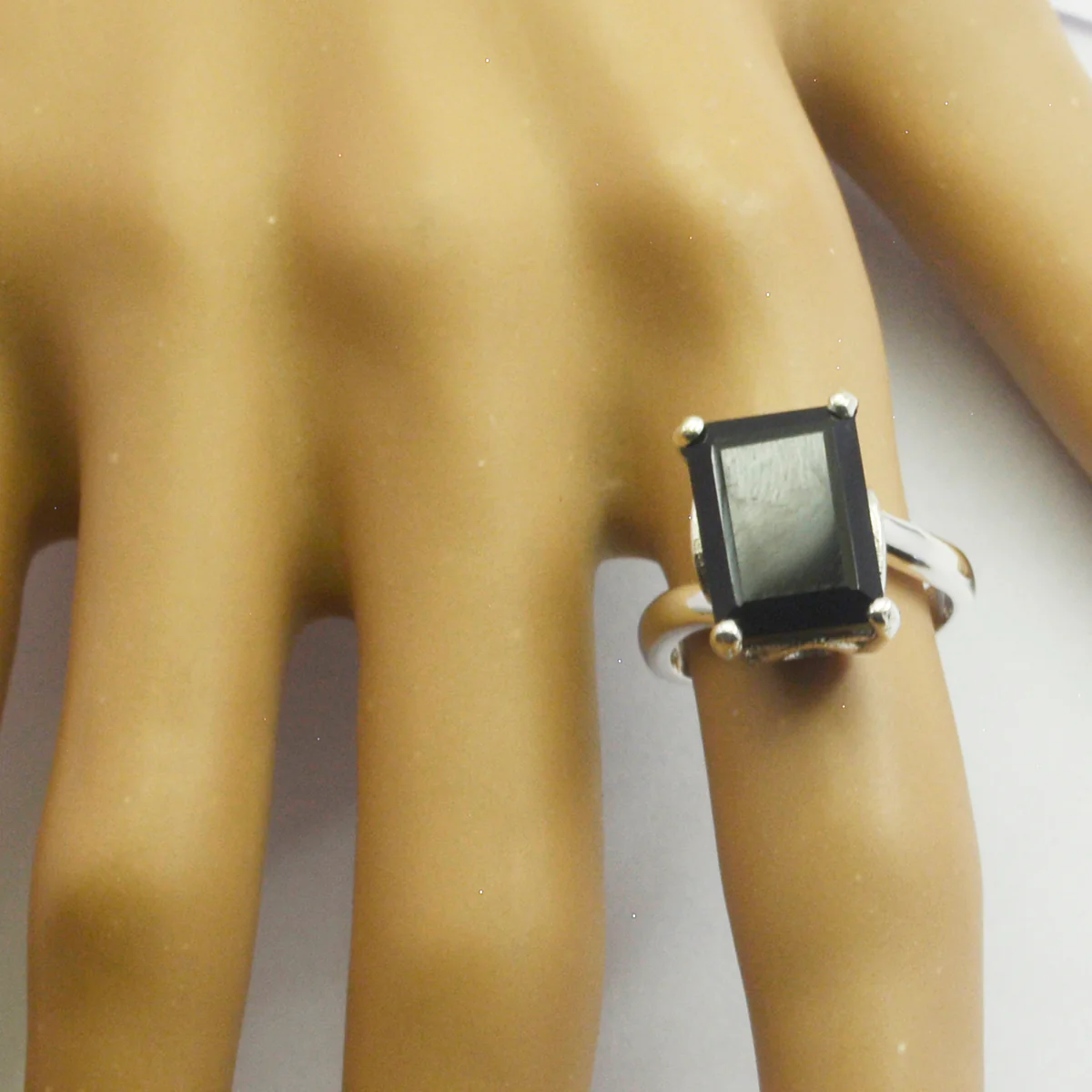 Black Onyx Solitaire African 925 Sterling Silver Black Gems Mid-weight Feminine Ring Jewelry - Image 3