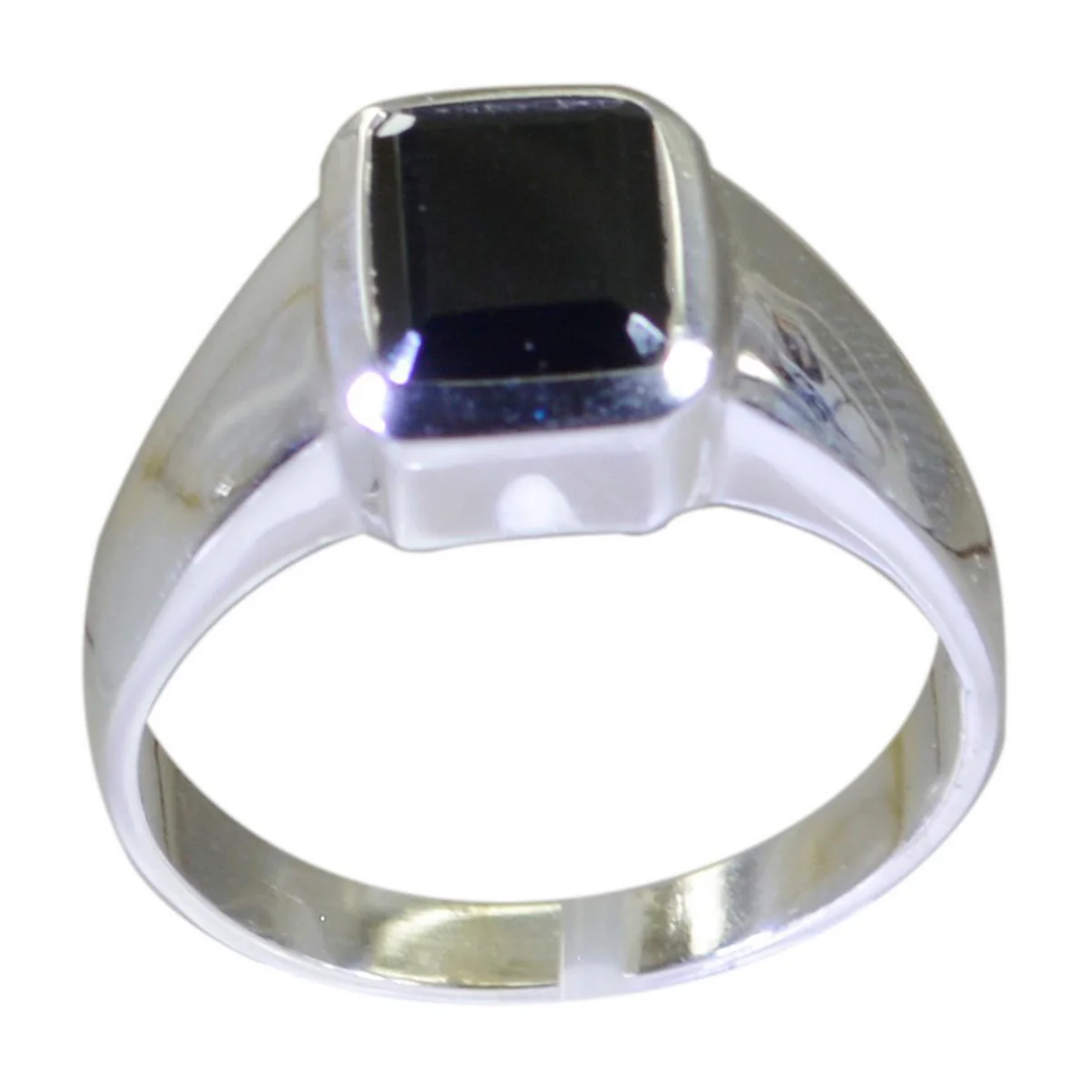 Black Onyx Solitaire African Silver Black Gems Mid-weight Signet Ring Jewellery - Image 3