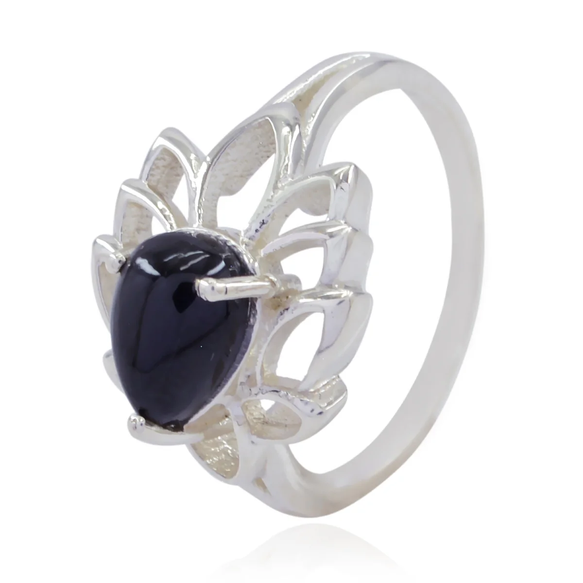 Black Onyx Solitaire African Sterling Silver Black Gemstone Featherlight valentine Ring Jewellery - Image 3