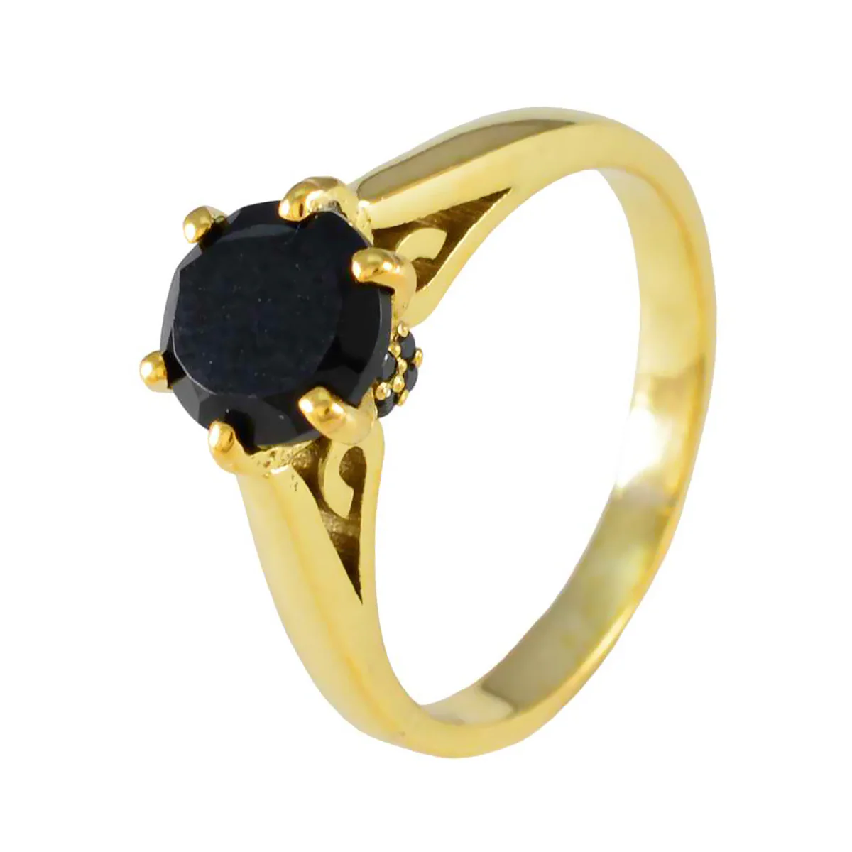 Black Onyx Solitaire American 925 Silver Black Gems Delicate Feminine Ring Jewellery - Image 2