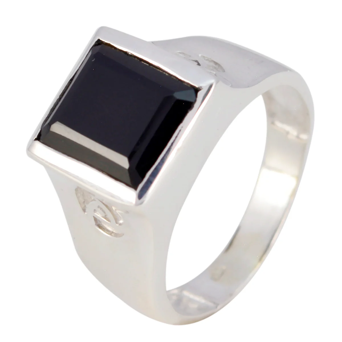Black Onyx Solitaire French Sterling Silver Black Gemstones Essential Armor Ring Jewelry
