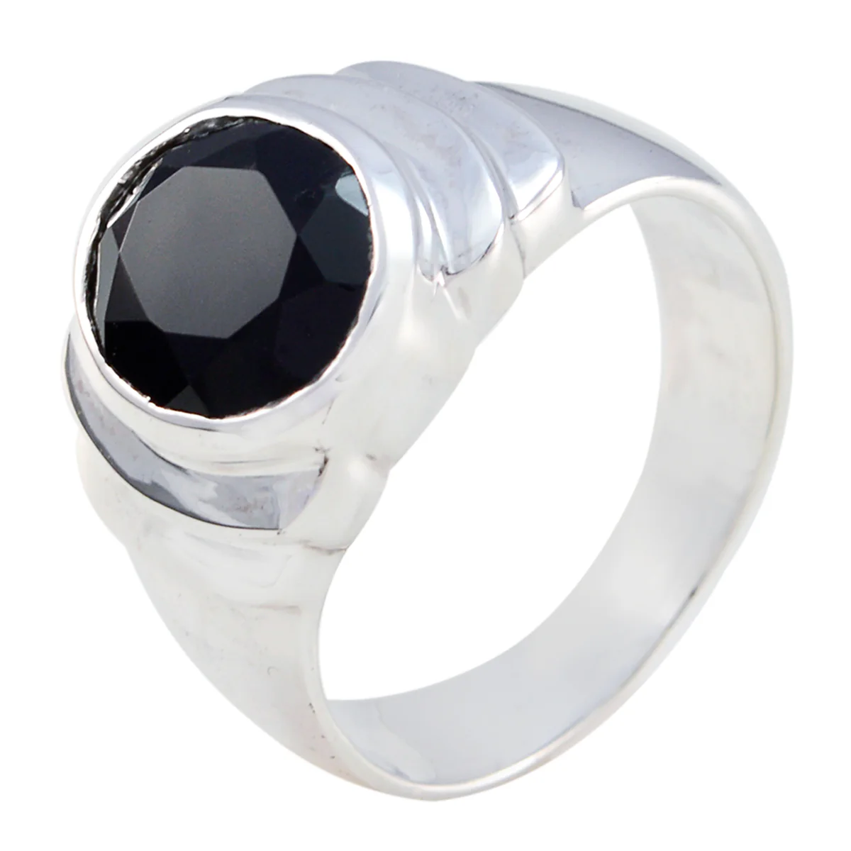 Black Onyx Solitaire German Silver Black Gems Eye-catching Love Ring Jewellery - Image 2