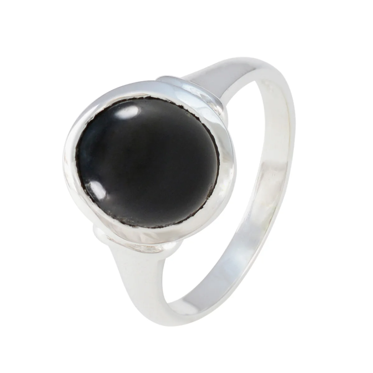 Black Onyx Solitaire German Silver Black Gemstones Slim Artisan Ring Jewelry - Image 2