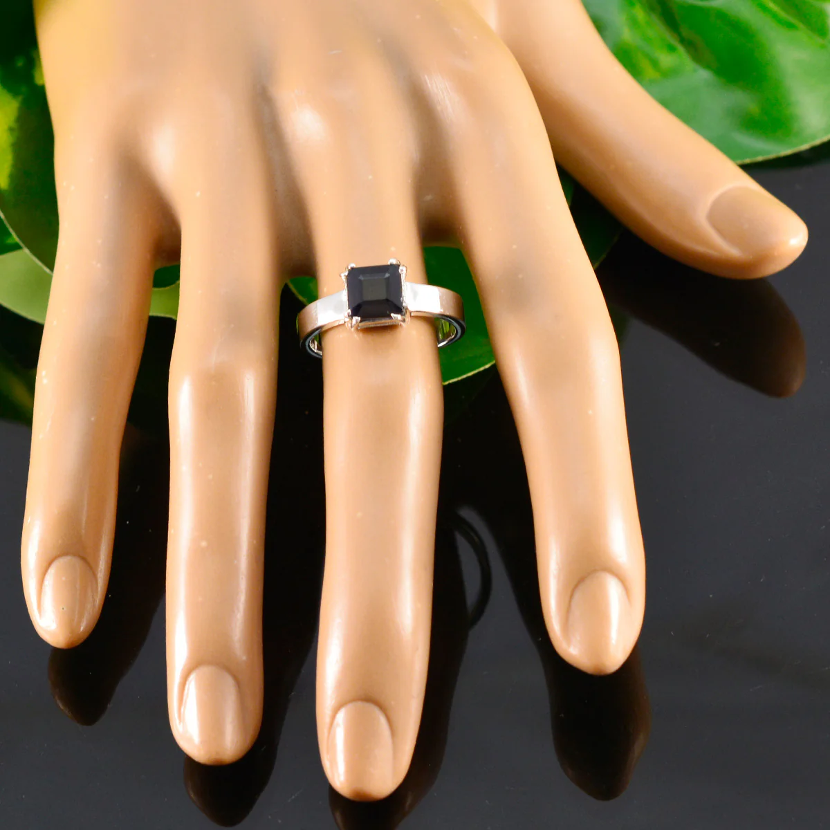 Black Onyx Solitaire Indian 925 Sterling Silver Black Gems Slim Trendy Ring Jewelry - Image 5