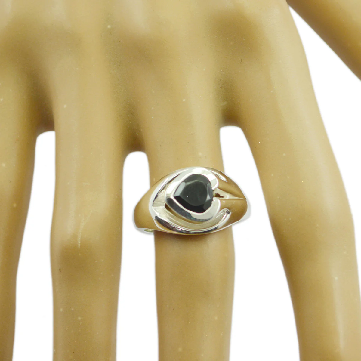Black Onyx Solitaire Indian Silver Black Gems Eye-catching propsel Ring Jewelry - Image 2