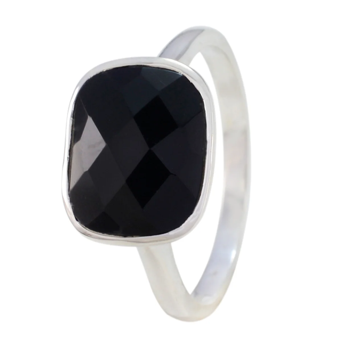 Black Onyx Solitaire Indian Silver Black Gemstone Tiny Artisan Ring Jewellery - Image 2