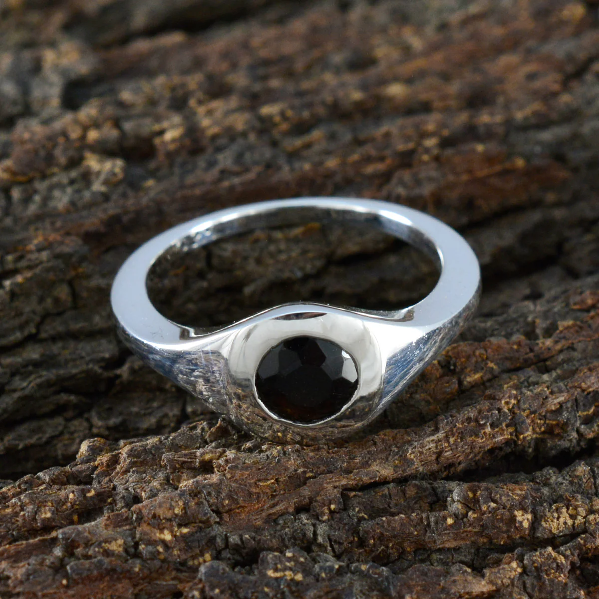 Black Onyx Solitaire Indian Sterling Silver Black Gemstone Featherlight Graceful Ring Jewellery - Image 3