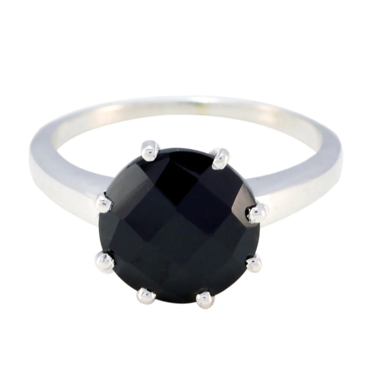 Black Onyx Solitaire Japanese 92.5 Silver Black Gems Whisper-thin Graceful Ring Jewelry - Image 3
