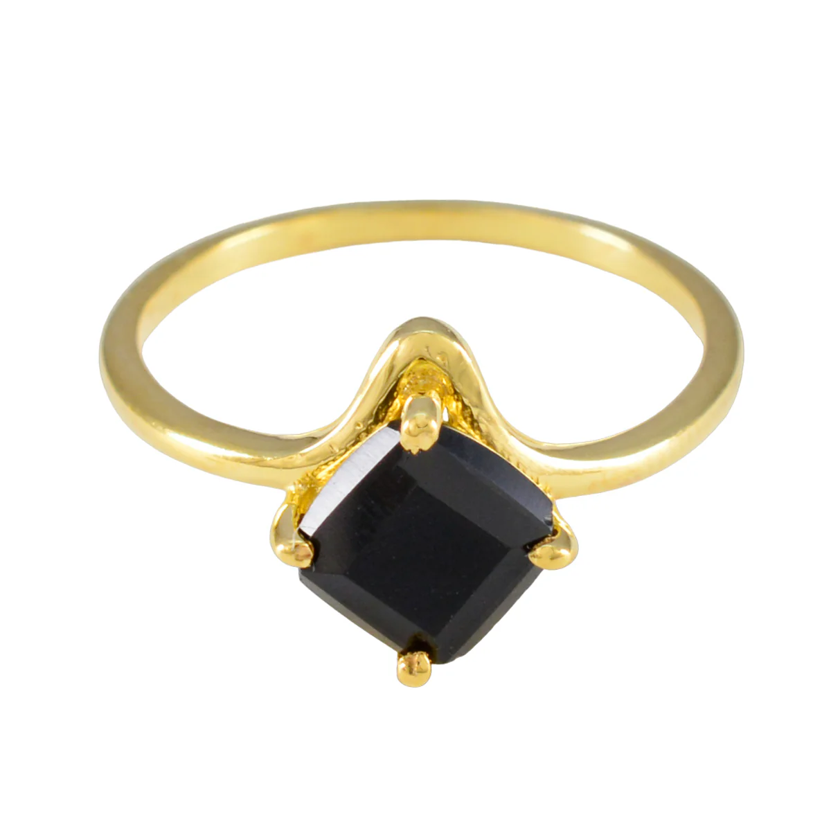 Black Onyx Solitaire Korean 92.5 Silver Black Gemstones Delicate Contemporary Ring Jewellery