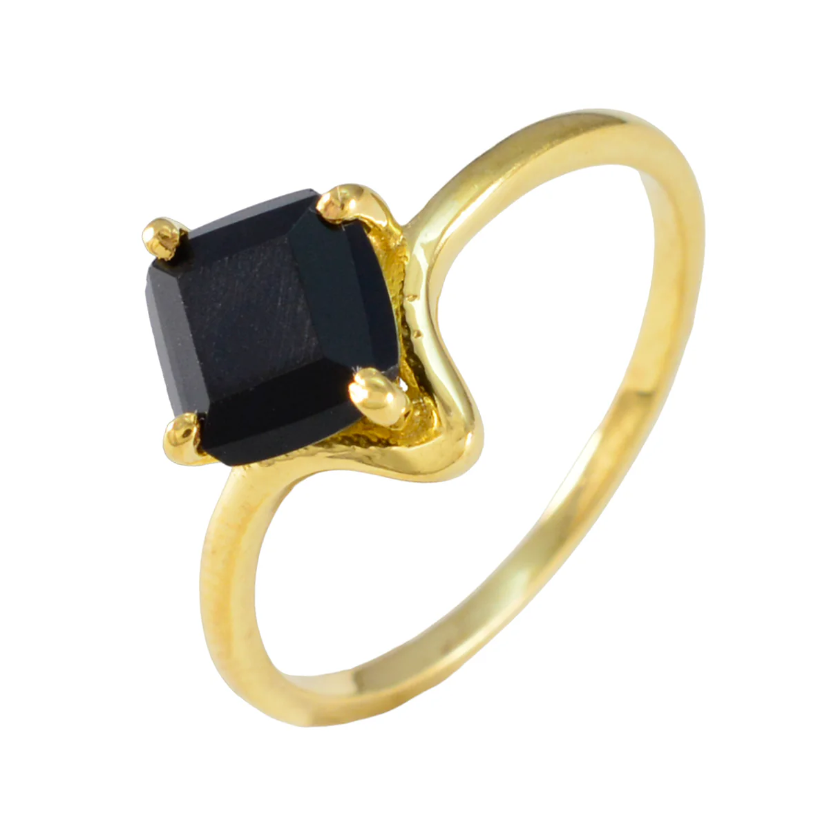 Black Onyx Solitaire Korean 92.5 Silver Black Gemstones Delicate Contemporary Ring Jewellery - Image 2