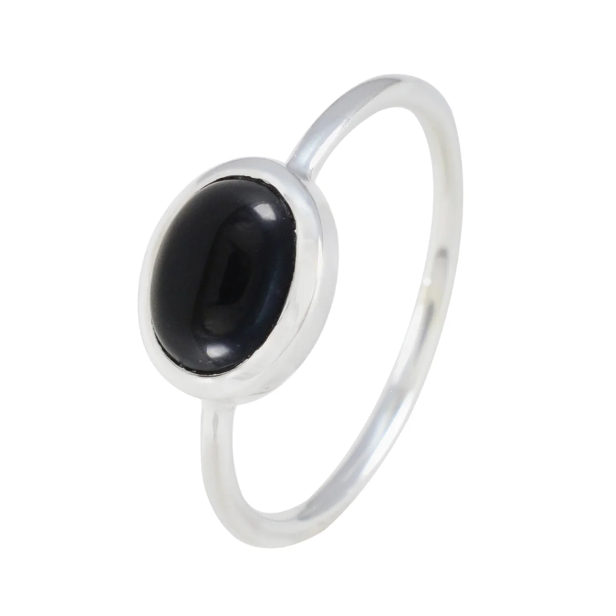 Black Onyx Solitaire Korean 925 Silver Black Gems Elegant Graceful Ring Jewelry - Image 2