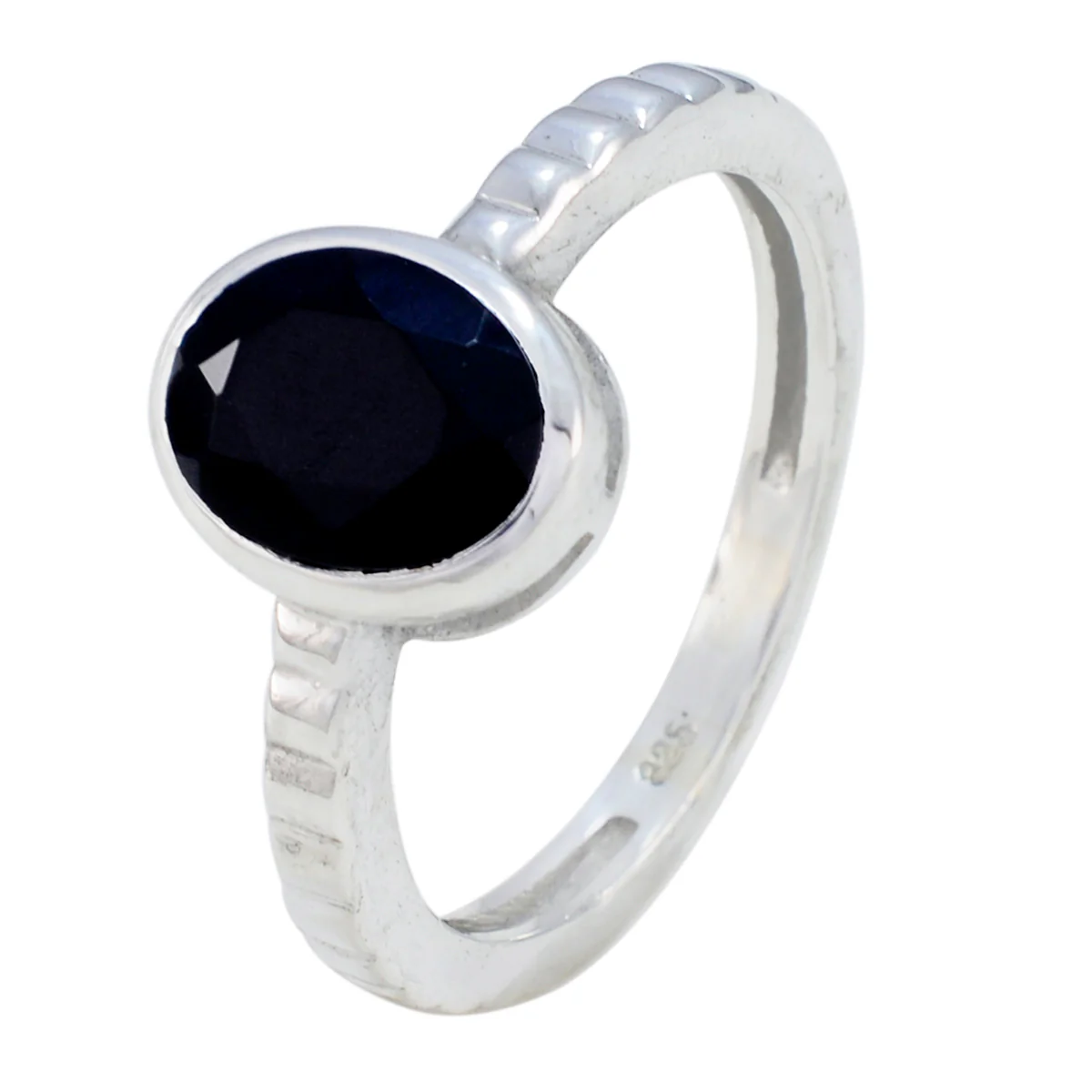 Black Onyx Solitaire Korean 925 Sterling Silver Black Gems Dainty Abstract Ring Jewellery - Image 2