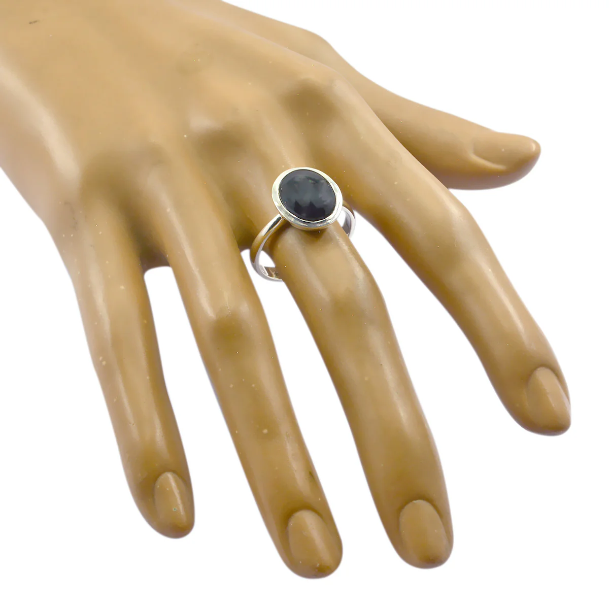 Black Onyx Solitaire Korean Sterling Silver Black Gems Whisper-thin Trendy Ring Jewelry - Image 2
