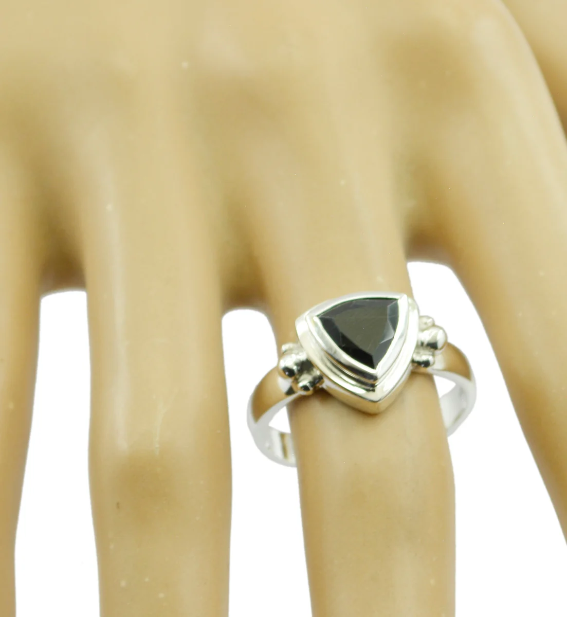 Black Onyx Solitaire Mexican Sterling Silver Black Gems Slim Traditional Ring Jewellery - Image 2