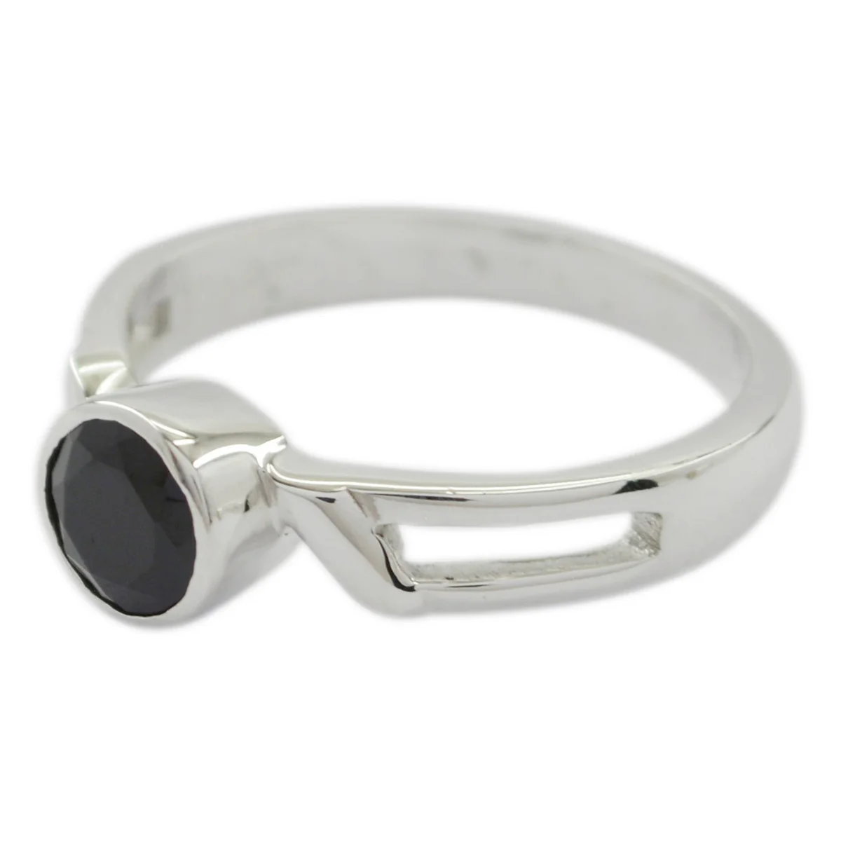 Black Onyx Solitaire Turkish 92.5 Silver Black Gems Whisper-thin Abstract Ring Jewelry - Image 2