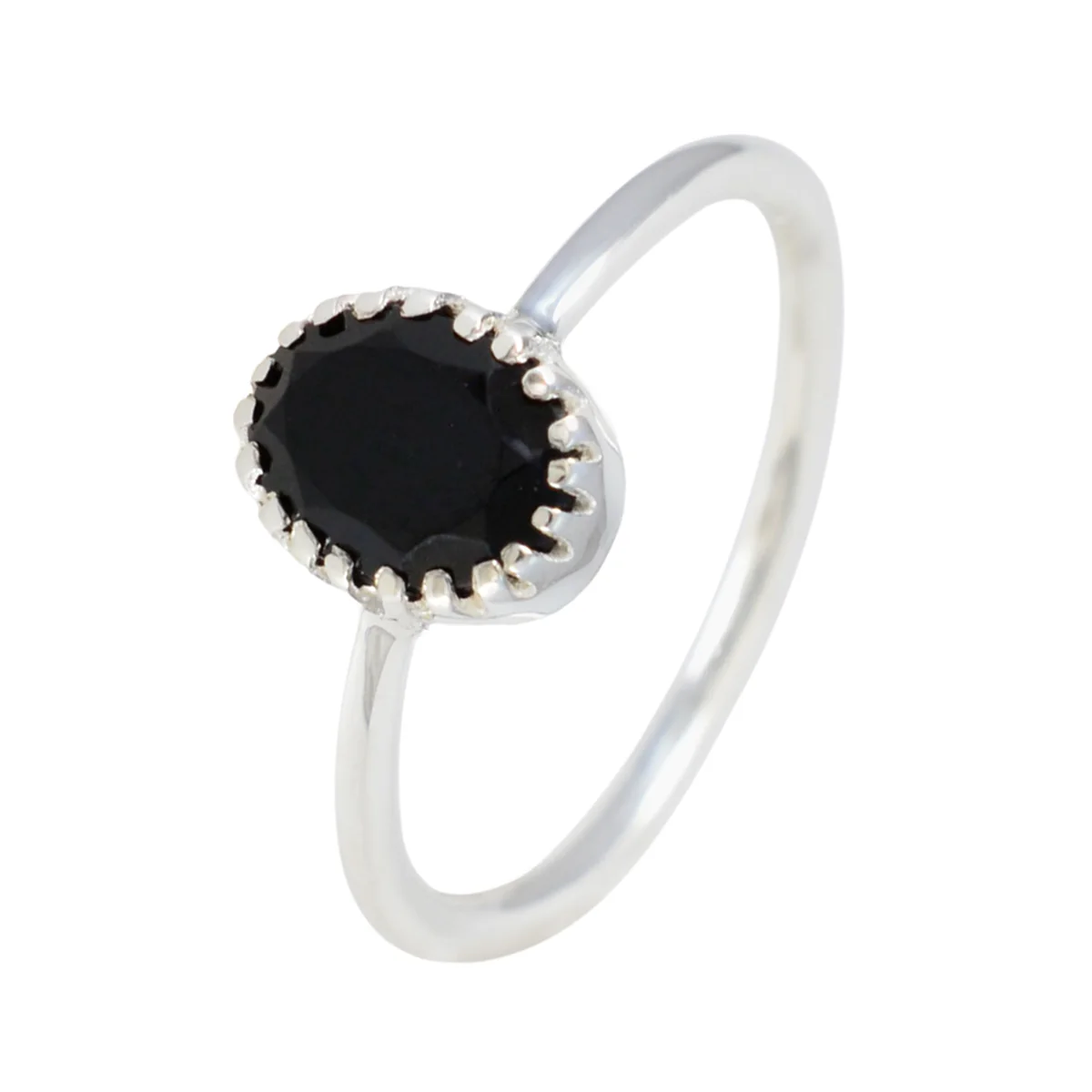 Black Onyx Solitaire Turkish 92.5 Silver Black Gemstone Delicate Luxurious Ring Jewelry - Image 2
