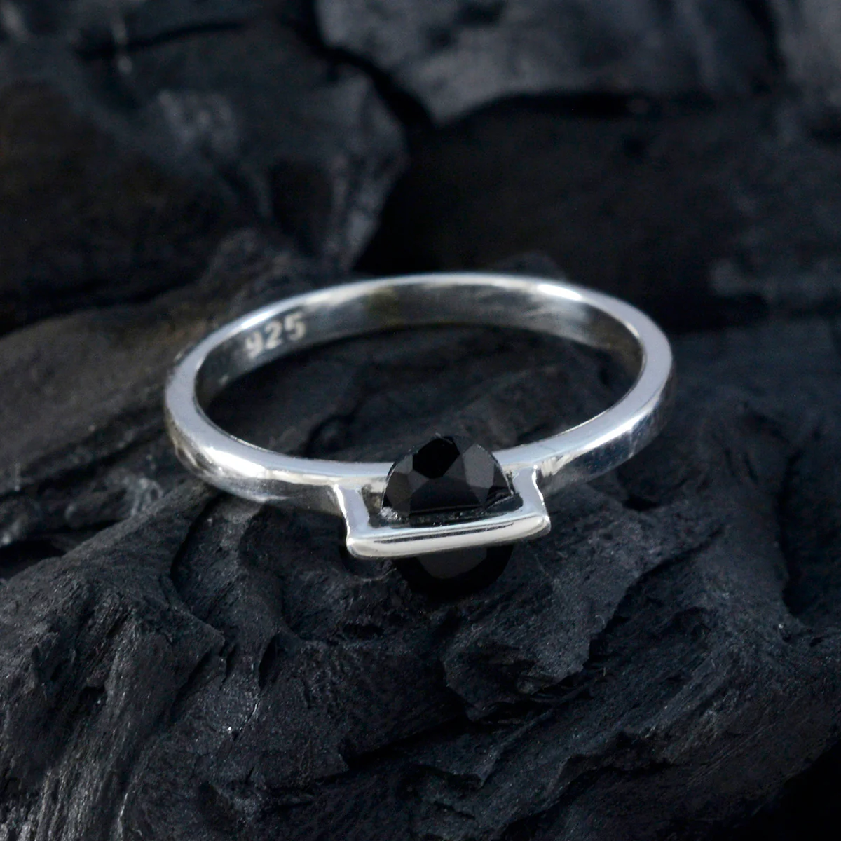 Black Onyx Solitaire Turkish 92.5 Silver Black Gemstones Delicate Fairytale Ring Jewelry - Image 4