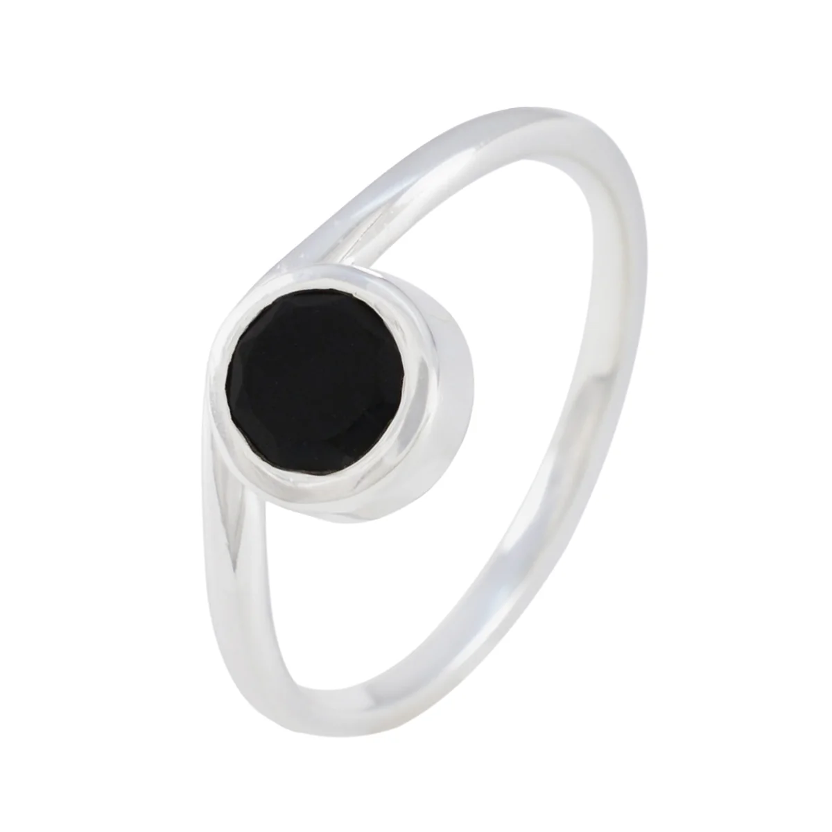 Black Onyx Solitaire Turkish 925 Silver Black Gems Delicate Feminine Ring Jewellery - Image 2