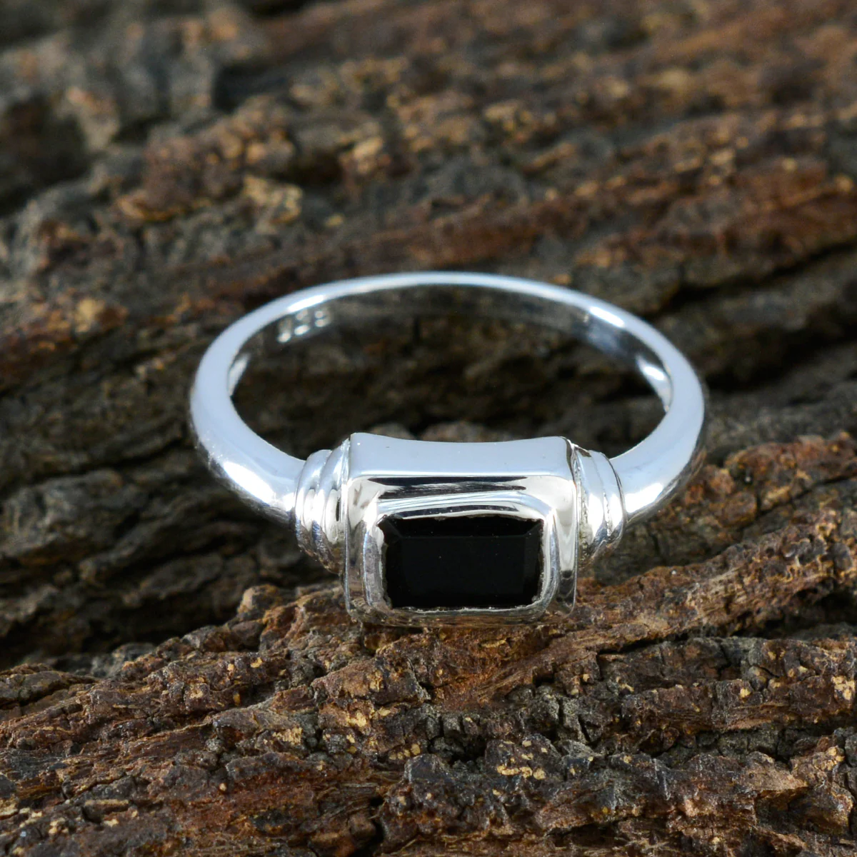 Black Onyx Solitaire Turkish 925 Silver Black Gems Whisper-thin Sophisticated Ring Jewellery - Image 3