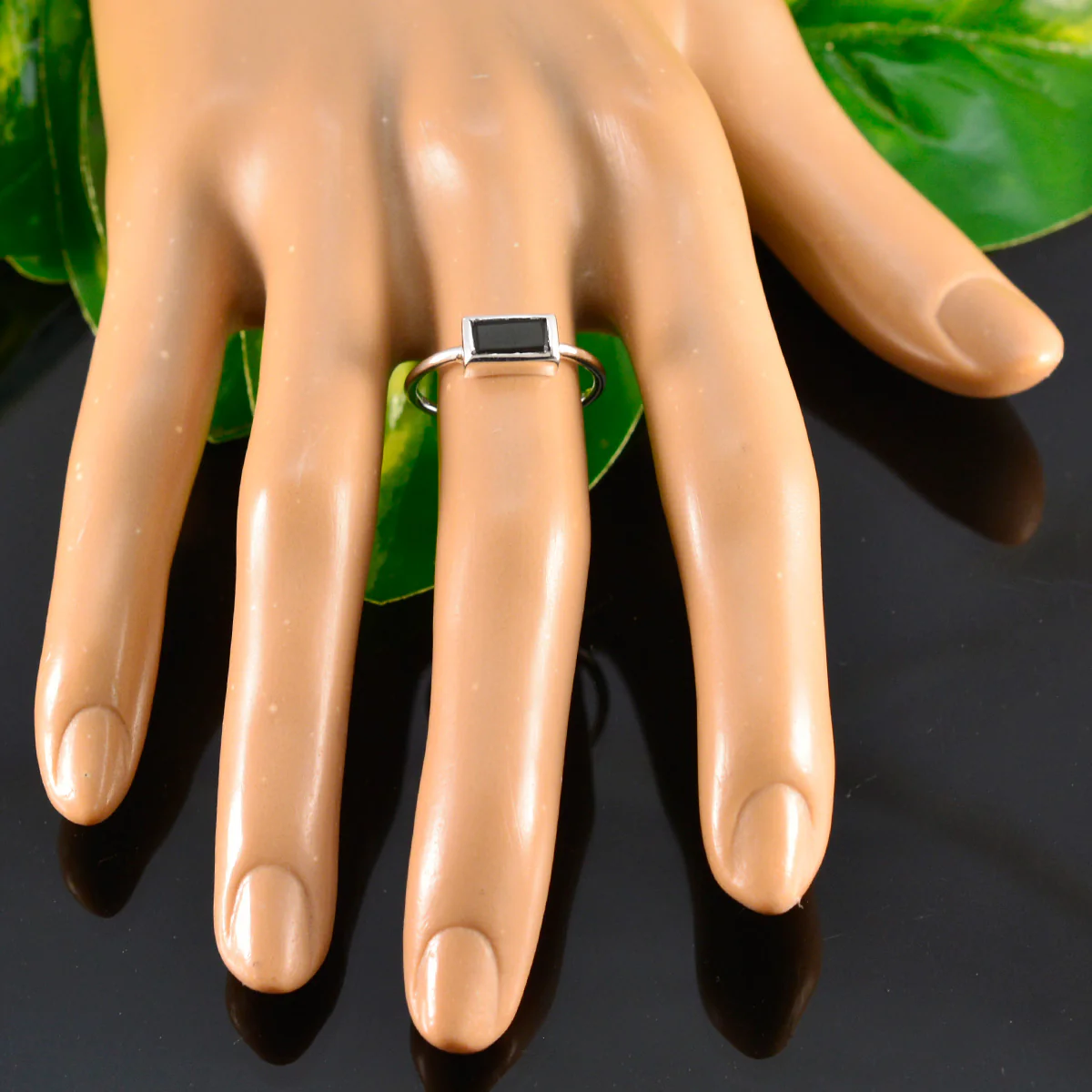 Black Onyx Solitaire Turkish Silver Black Gemstones Delicate Sophisticated Ring Jewelry - Image 5