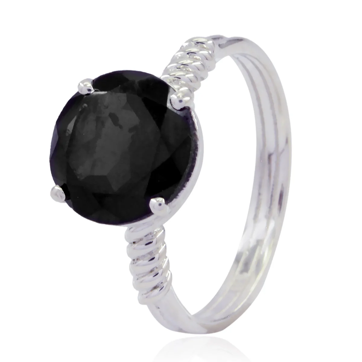 Black Onyx Solitaire Turkish Sterling Silver Black Gems Whisper-thin Abstract Ring Jewellery - Image 3