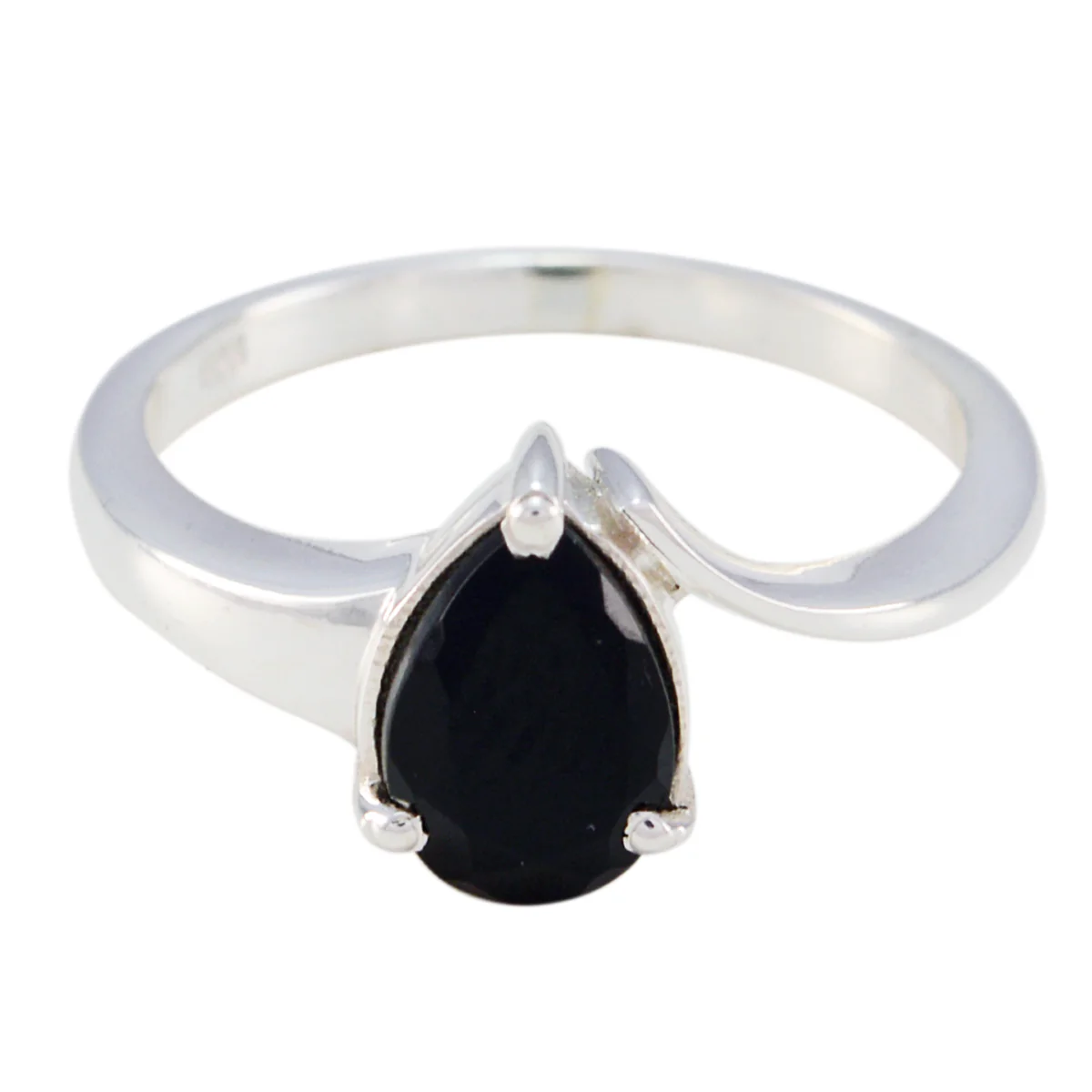 Black Onyx Solitaire Turkish Sterling Silver Black Gemstones Whisper-thin Heart Ring Jewelry