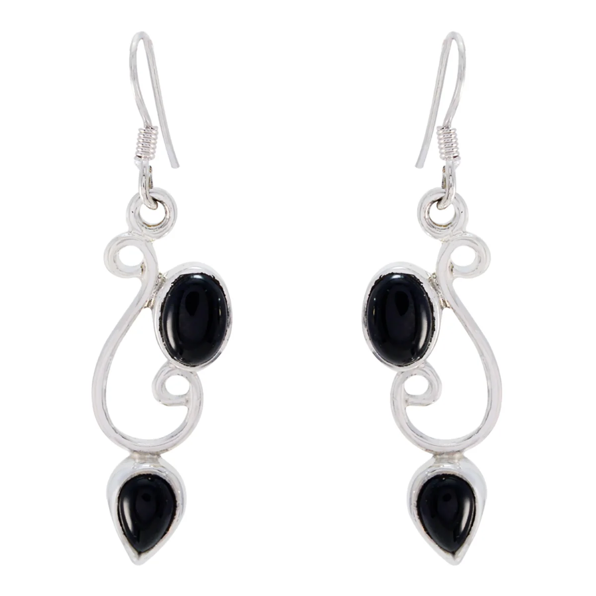 Black Onyx Spanish Alina multiple Dangle Black 925 Sterling Silver Earring