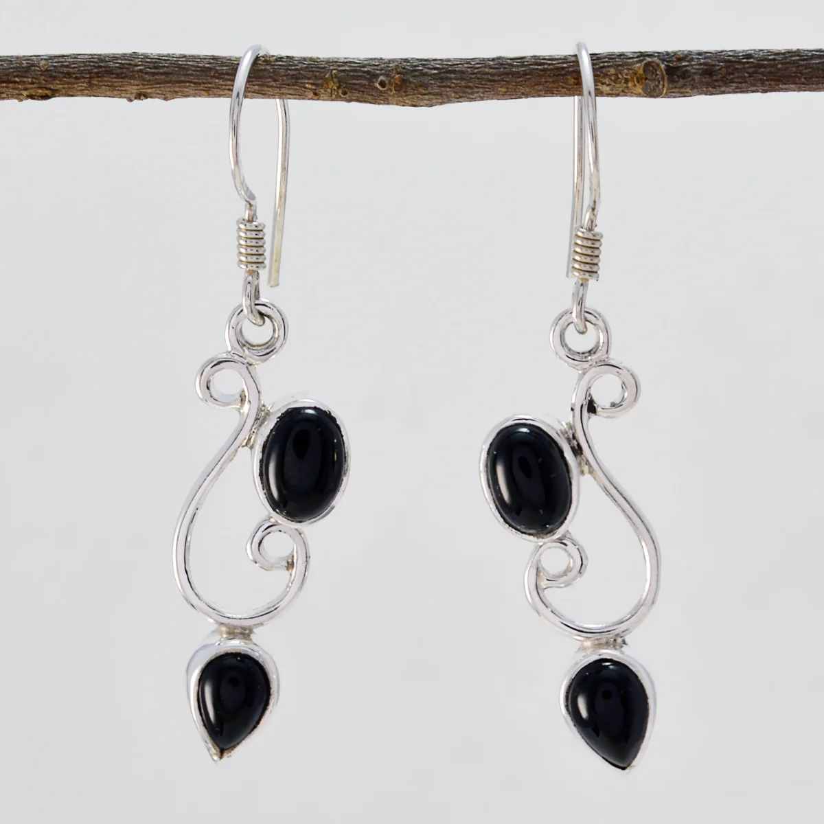 Black Onyx Spanish Alina multiple Dangle Black 925 Sterling Silver Earring - Image 2