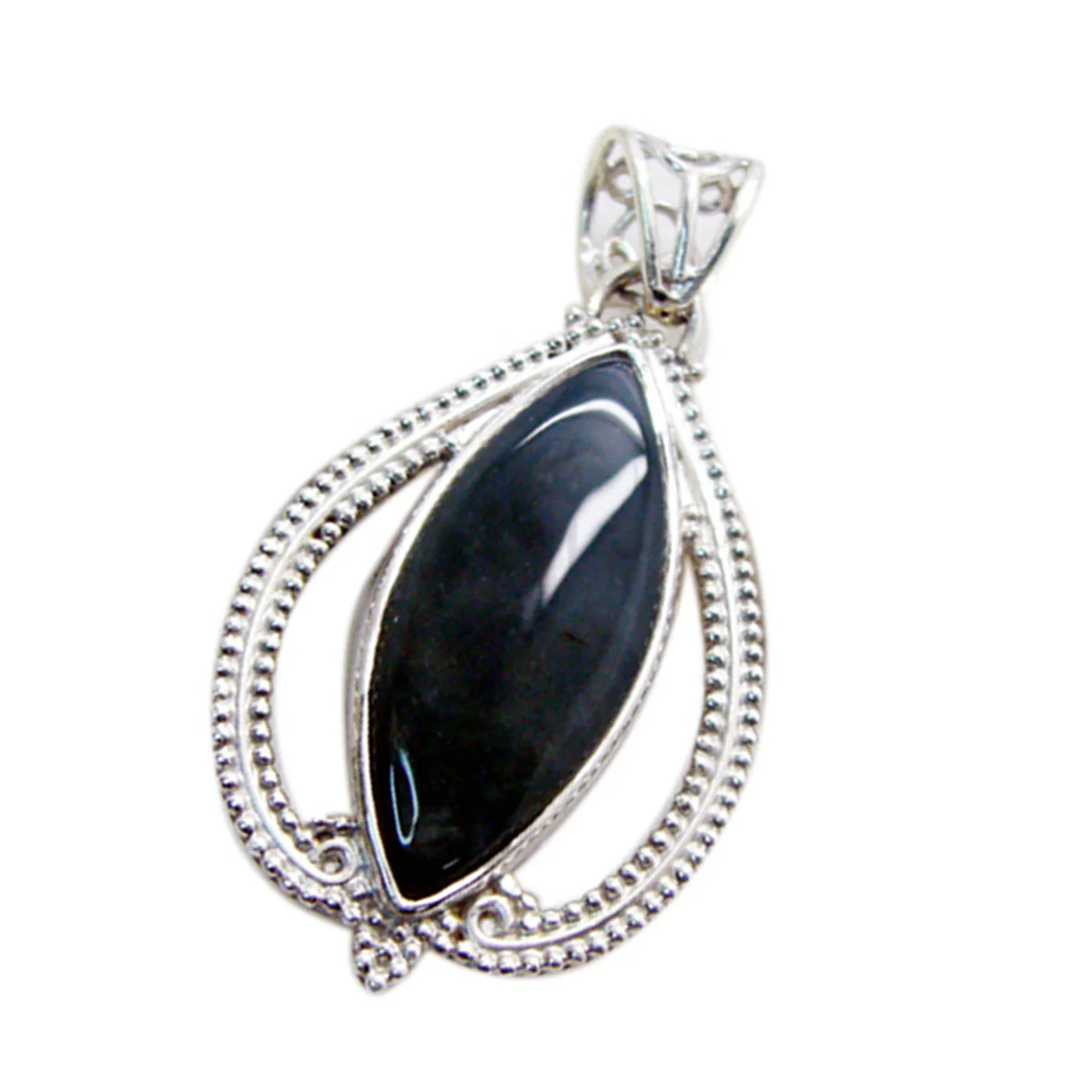 Black Onyx Statement Egyptian Sterling Silver Solitaire Alejandra Rope-Wire Black Pendant Jewellery - Image 3