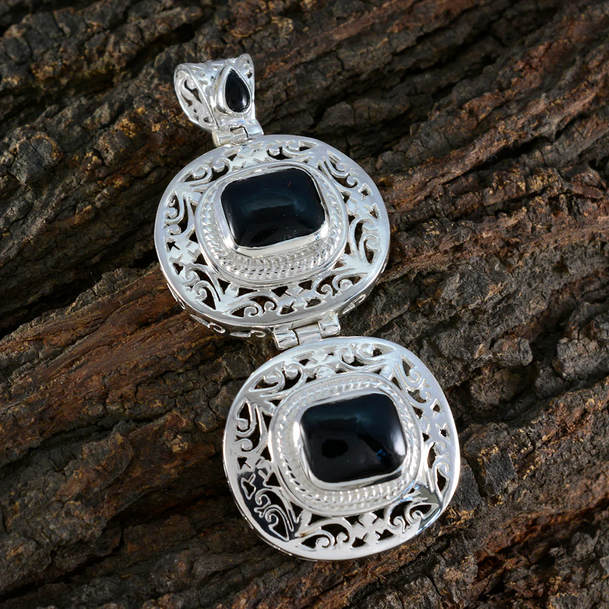 Black Onyx Statement German 925 Silver Solitaire Skylar Victorian Black Pendant Jewelry - Image 3