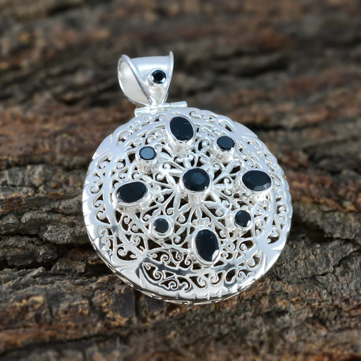 Black Onyx Statement German Silver multiple Abigail Filigree Black Pendant Jewelry - Image 3