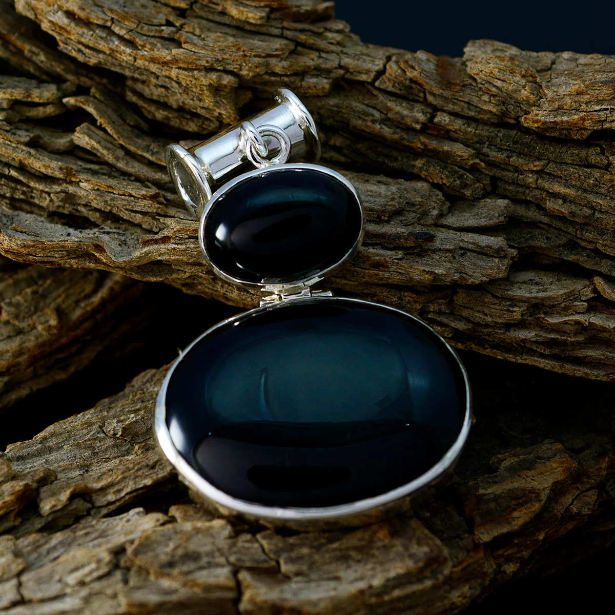 Black Onyx Statement Turkish 92.5 Silver Toi et Moi Josephine Bubble Black Pendant Jewellery - Image 2