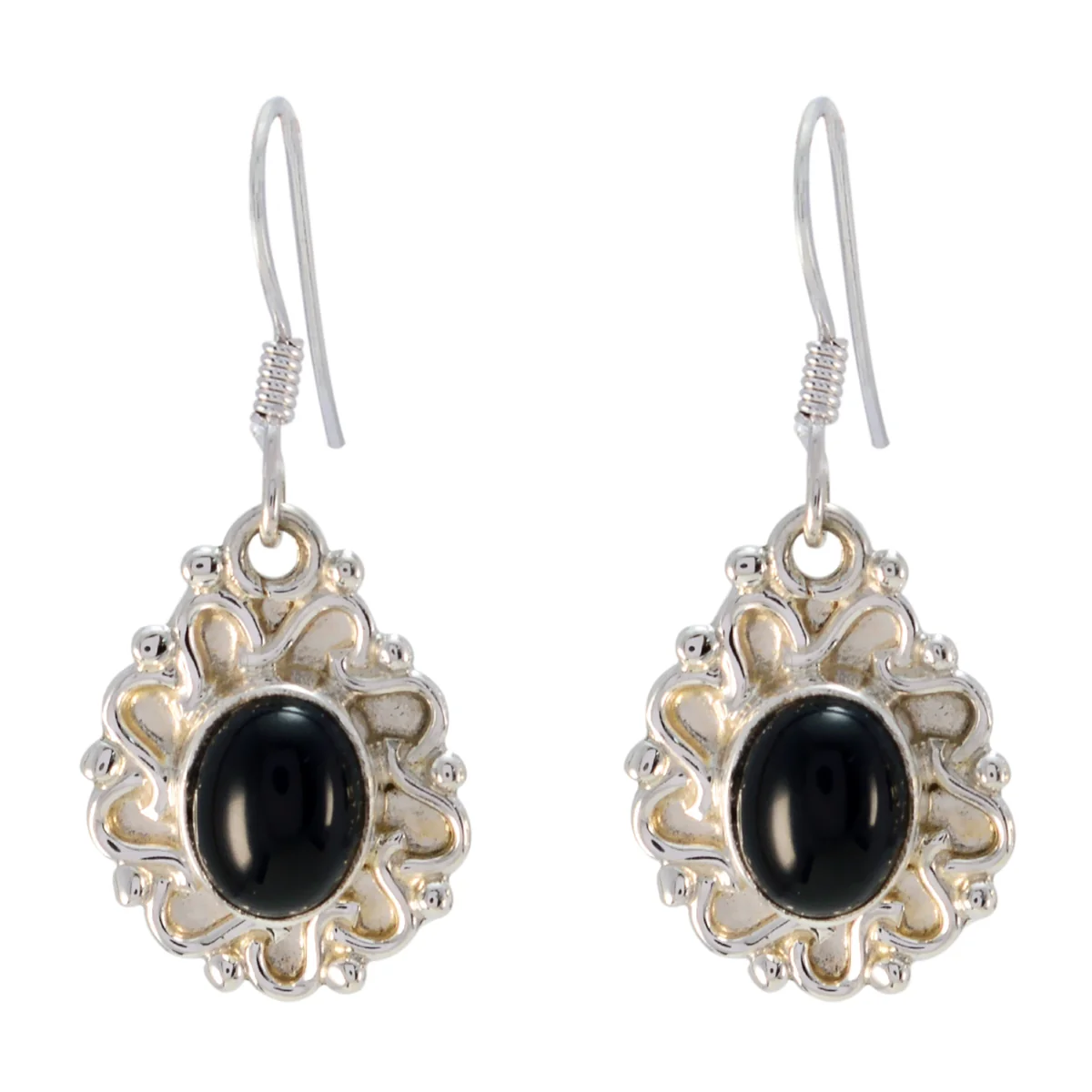 Black Onyx Turkish Camilla multiple Dangle Black 925 Silver Earring