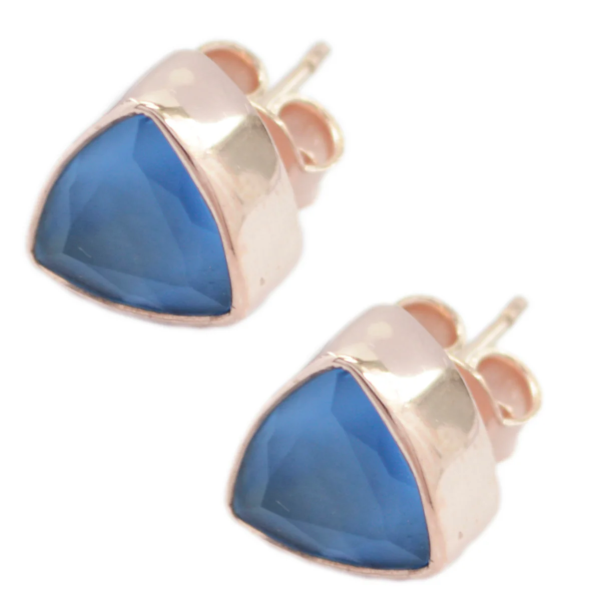Blue Chalcedony American Mei Solitaire Stud Blue 92.5 Silver Earring - Image 2